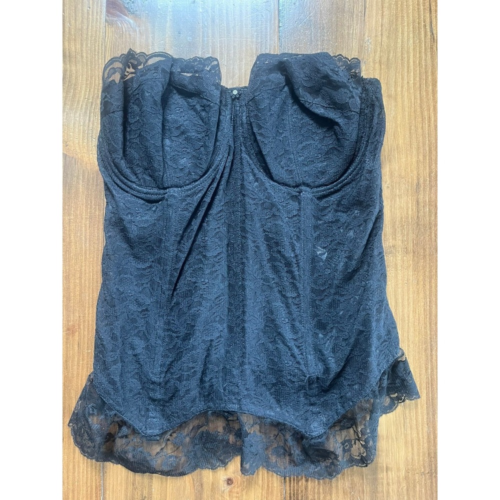 Vintage Fredericks of Hollywood Goddess Black Lace Corset Bustier Top 38D 711